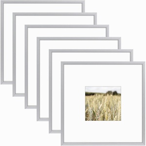 image:imageGolden State Art Gallery Wall Frame Set of 6  Black 11x14 Aluminum Photo Frames with Mat for 8x10 Pictures  11 x 14 inch Metal Frame with Real Glass Cover  Elegant Home or Office DecorSilver