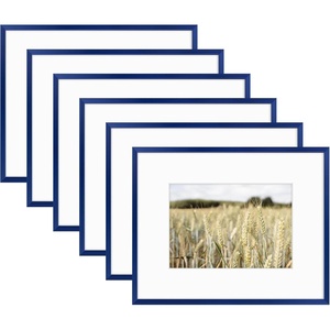 image:imageGolden State Art Gallery Wall Frame Set of 6  Black 11x14 Aluminum Photo Frames with Mat for 8x10 Pictures  11 x 14 inch Metal Frame with Real Glass Cover  Elegant Home or Office DecorBlue