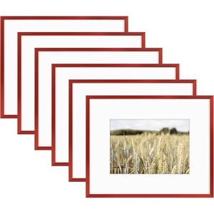 image:imageGolden State Art Gallery Wall Frame Set of 6  Black 11x14 Aluminum Photo Frames with Mat for 8x10 Pictures  11 x 14 inch Metal Frame with Real Glass Cover  Elegant Home or Office DecorRed