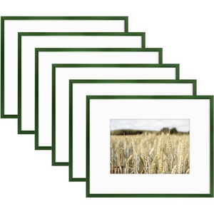 image:imageGolden State Art Gallery Wall Frame Set of 6  Black 11x14 Aluminum Photo Frames with Mat for 8x10 Pictures  11 x 14 inch Metal Frame with Real Glass Cover  Elegant Home or Office DecorGreen