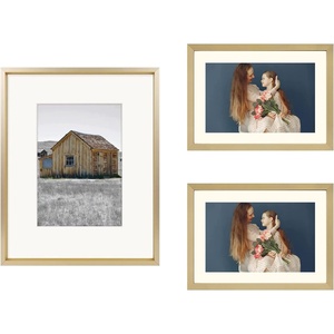 image:imageGolden State Art Gold 1 Pack 8x10 Picture Frame and 2 Pack 5x7 Picture Frame  Displays Photos for 5x7 or 4x6 inches With Mat  or 8x10 or 5x7 inches Without Mat  Resistant Glass Aluminum Photo Fram