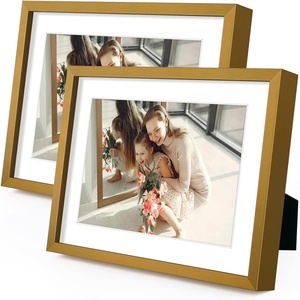 image:imageGolden State Art Gold 5x7 Aluminum Picture Frame  Display Photos 4x6 with Mat or 5x7 inch Without Mat  ShatterResistant Glass Metal Photo Frame for Wall or Tabletop Display 2 PackBronze