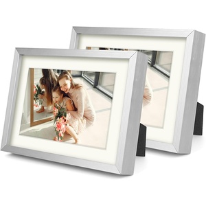 image:imageGolden State Art Gold 5x7 Aluminum Picture Frame  Display Photos 4x6 with Mat or 5x7 inch Without Mat  ShatterResistant Glass Metal Photo Frame for Wall or Tabletop Display 2 PackSilver