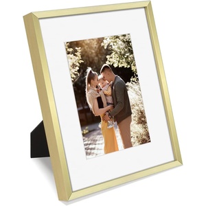 image:imageGolden State Art Silver 8x10 Aluminum Frame for 8 x 10 Picture or 5x7 Photo with Mat  Shatter  Resistant Glass  Wall or Tabletop Display  1 PackGold