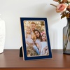 image:image4x6 White Enamel Picture Frames  Metal Gold Edge  Cute Frame for 4 x 6 Inch Photos Pictures Artwork  Real Glass  With Tabletop Easel Stand  Hanger for Wall Mount Display 2 PackNavy Blue