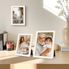 image:image4x6 White Enamel Picture Frames  Metal Gold Edge  Cute Frame for 4 x 6 Inch Photos Pictures Artwork  Real Glass  With Tabletop Easel Stand  Hanger for Wall Mount Display 2 PackWhite