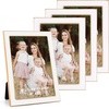 image:image4x6 White Enamel Picture Frames  Metal Gold Edge  Cute Frame for 4 x 6 Inch Photos Pictures Artwork  Real Glass  With Tabletop Easel Stand  Hanger for Wall Mount Display 2 PackWhite