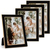 image:image4x6 White Enamel Picture Frames  Metal Gold Edge  Cute Frame for 4 x 6 Inch Photos Pictures Artwork  Real Glass  With Tabletop Easel Stand  Hanger for Wall Mount Display 2 PackBlack