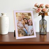 image:image4x6 White Enamel Picture Frames  Metal Gold Edge  Cute Frame for 4 x 6 Inch Photos Pictures Artwork  Real Glass  With Tabletop Easel Stand  Hanger for Wall Mount Display 2 PackPurple