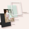 image:image4x6 White Enamel Picture Frames  Metal Gold Edge  Cute Frame for 4 x 6 Inch Photos Pictures Artwork  Real Glass  With Tabletop Easel Stand  Hanger for Wall Mount Display 2 PackWhite