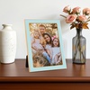 image:image4x6 White Enamel Picture Frames  Metal Gold Edge  Cute Frame for 4 x 6 Inch Photos Pictures Artwork  Real Glass  With Tabletop Easel Stand  Hanger for Wall Mount Display 2 PackLight Blue