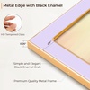 image:image4x6 White Enamel Picture Frames  Metal Gold Edge  Cute Frame for 4 x 6 Inch Photos Pictures Artwork  Real Glass  With Tabletop Easel Stand  Hanger for Wall Mount Display 2 PackPurple