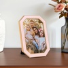 image:image4x6 White Enamel Picture Frames  Metal Gold Edge  Cute Frame for 4 x 6 Inch Photos Pictures Artwork  Real Glass  With Tabletop Easel Stand  Hanger for Wall Mount Display 2 PackOctagon Pink