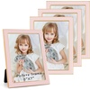 image:image4x6 White Enamel Picture Frames  Metal Gold Edge  Cute Frame for 4 x 6 Inch Photos Pictures Artwork  Real Glass  With Tabletop Easel Stand  Hanger for Wall Mount Display 2 PackPink