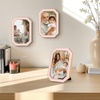 image:image4x6 White Enamel Picture Frames  Metal Gold Edge  Cute Frame for 4 x 6 Inch Photos Pictures Artwork  Real Glass  With Tabletop Easel Stand  Hanger for Wall Mount Display 2 PackOctagon Pink