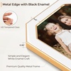 image:image4x6 White Enamel Picture Frames  Metal Gold Edge  Cute Frame for 4 x 6 Inch Photos Pictures Artwork  Real Glass  With Tabletop Easel Stand  Hanger for Wall Mount Display 2 PackOctagon White