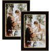 image:image4x6 White Enamel Picture Frames  Metal Gold Edge  Cute Frame for 4 x 6 Inch Photos Pictures Artwork  Real Glass  With Tabletop Easel Stand  Hanger for Wall Mount Display 2 PackBlack