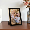 image:image4x6 White Enamel Picture Frames  Metal Gold Edge  Cute Frame for 4 x 6 Inch Photos Pictures Artwork  Real Glass  With Tabletop Easel Stand  Hanger for Wall Mount Display 2 PackBlack