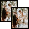 image:image4x6 White Enamel Picture Frames  Metal Gold Edge  Cute Frame for 4 x 6 Inch Photos Pictures Artwork  Real Glass  With Tabletop Easel Stand  Hanger for Wall Mount Display 2 PackBlack