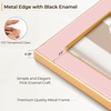 image:image4x6 White Enamel Picture Frames  Metal Gold Edge  Cute Frame for 4 x 6 Inch Photos Pictures Artwork  Real Glass  With Tabletop Easel Stand  Hanger for Wall Mount Display 2 PackPink