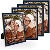 image:image4x6 White Enamel Picture Frames  Metal Gold Edge  Cute Frame for 4 x 6 Inch Photos Pictures Artwork  Real Glass  With Tabletop Easel Stand  Hanger for Wall Mount Display 2 PackNavy Blue
