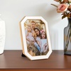 image:image4x6 White Enamel Picture Frames  Metal Gold Edge  Cute Frame for 4 x 6 Inch Photos Pictures Artwork  Real Glass  With Tabletop Easel Stand  Hanger for Wall Mount Display 2 PackOctagon White