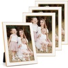 image:image4x6 White Enamel Picture Frames  Metal Gold Edge  Cute Frame for 4 x 6 Inch Photos Pictures Artwork  Real Glass  With Tabletop Easel Stand  Hanger for Wall Mount Display 2 PackWhite