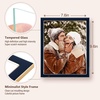 image:image4x6 White Enamel Picture Frames  Metal Gold Edge  Cute Frame for 4 x 6 Inch Photos Pictures Artwork  Real Glass  With Tabletop Easel Stand  Hanger for Wall Mount Display 2 PackNavy Blue