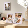 image:image4x6 White Enamel Picture Frames  Metal Gold Edge  Cute Frame for 4 x 6 Inch Photos Pictures Artwork  Real Glass  With Tabletop Easel Stand  Hanger for Wall Mount Display 2 PackPurple