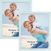 image:image4x6 White Enamel Picture Frames  Metal Gold Edge  Cute Frame for 4 x 6 Inch Photos Pictures Artwork  Real Glass  With Tabletop Easel Stand  Hanger for Wall Mount Display 2 PackLight Blue