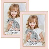 image:image4x6 White Enamel Picture Frames  Metal Gold Edge  Cute Frame for 4 x 6 Inch Photos Pictures Artwork  Real Glass  With Tabletop Easel Stand  Hanger for Wall Mount Display 2 PackPink