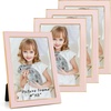 image:image4x6 White Enamel Picture Frames  Metal Gold Edge  Cute Frame for 4 x 6 Inch Photos Pictures Artwork  Real Glass  With Tabletop Easel Stand  Hanger for Wall Mount Display 2 PackPink
