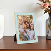 image:image4x6 White Enamel Picture Frames  Metal Gold Edge  Cute Frame for 4 x 6 Inch Photos Pictures Artwork  Real Glass  With Tabletop Easel Stand  Hanger for Wall Mount Display 2 PackLight Blue
