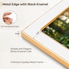 image:image4x6 White Enamel Picture Frames  Metal Gold Edge  Cute Frame for 4 x 6 Inch Photos Pictures Artwork  Real Glass  With Tabletop Easel Stand  Hanger for Wall Mount Display 2 PackWhite
