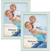 image:image4x6 White Enamel Picture Frames  Metal Gold Edge  Cute Frame for 4 x 6 Inch Photos Pictures Artwork  Real Glass  With Tabletop Easel Stand  Hanger for Wall Mount Display 2 PackLight Blue
