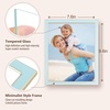 image:image4x6 White Enamel Picture Frames  Metal Gold Edge  Cute Frame for 4 x 6 Inch Photos Pictures Artwork  Real Glass  With Tabletop Easel Stand  Hanger for Wall Mount Display 2 PackLight Blue