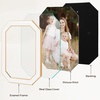 image:image4x6 White Enamel Picture Frames  Metal Gold Edge  Cute Frame for 4 x 6 Inch Photos Pictures Artwork  Real Glass  With Tabletop Easel Stand  Hanger for Wall Mount Display 2 PackOctagon White