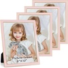 image:image4x6 White Enamel Picture Frames  Metal Gold Edge  Cute Frame for 4 x 6 Inch Photos Pictures Artwork  Real Glass  With Tabletop Easel Stand  Hanger for Wall Mount Display 2 PackPink