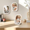 image:image4x6 White Enamel Picture Frames  Metal Gold Edge  Cute Frame for 4 x 6 Inch Photos Pictures Artwork  Real Glass  With Tabletop Easel Stand  Hanger for Wall Mount Display 2 PackOctagon White