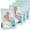 image:image4x6 White Enamel Picture Frames  Metal Gold Edge  Cute Frame for 4 x 6 Inch Photos Pictures Artwork  Real Glass  With Tabletop Easel Stand  Hanger for Wall Mount Display 2 PackLight Blue