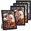 image:image4x6 White Enamel Picture Frames  Metal Gold Edge  Cute Frame for 4 x 6 Inch Photos Pictures Artwork  Real Glass  With Tabletop Easel Stand  Hanger for Wall Mount Display 2 PackNavy Blue