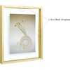 image:imageFrametory Floating Picture Frames Set  Bronze Metal Photo Frames  Real Glass  Display One 11x14 Two 8x10 and Four 5x7 Inch Photos for Home DecorationGold