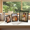 image:imageGolden State Art 4x6 Enamel Picture Frame Aluminum Gold Edge frame for 4 x 6 In Photos Real Glass Front with Easel Stand Tabletop or Wall Mount Display 4 Pack BlackampNavy Blue
