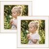 image:image4x6 White Enamel Picture Frames  Metal Gold Edge  Cute Frame for 4 x 6 Inch Photos Pictures Artwork  Real Glass  With Tabletop Easel Stand  Hanger for Wall Mount Display 2 PackWhite