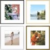 image:imageGolden State Art 12x12 Aluminum Picture Frame 4 Pack Metal Frames with Removable Mat for 8x8 Photos Artwork Prints Wall Mountable Black Bronze Gold Silver