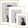 image:imageGolden State Art 18x24 16x20 11x14 Aluminum Picture Frames 3Piece Set  Real Glass with Mats  Wall Mountable Warm Gold Gallery Frames
