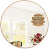 image:imageGolden State Art 36 Gold Round Mirror Aluminum Brass Framed Circle Wall Mounted Large Circular Vanity Hanging Mirror for Bathroom Entryway Living Room Bedroom Decor