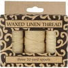 image:imageLineco Waxed Genuine Linen Thread 20 Yards Pack of 3 Spools Natural  Used for Sewing and Bookbinding Hand Stitched Leather Making Craft Booklets Journal DIYNatural