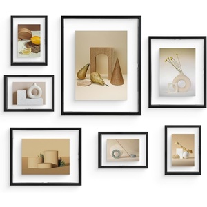 image:imageFrametory Floating Picture Frames Set  Bronze Metal Photo Frames  Real Glass  Display One 11x14 Two 8x10 and Four 5x7 Inch Photos for Home DecorationBlack
