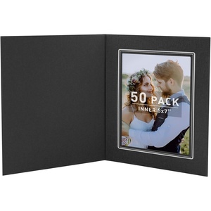 image:imageGolden State Art 100 Pack 5x7 Photo Folders Black with Silver Lining DIY Photo Frames Perfect Home DecorBlackSilver Lining